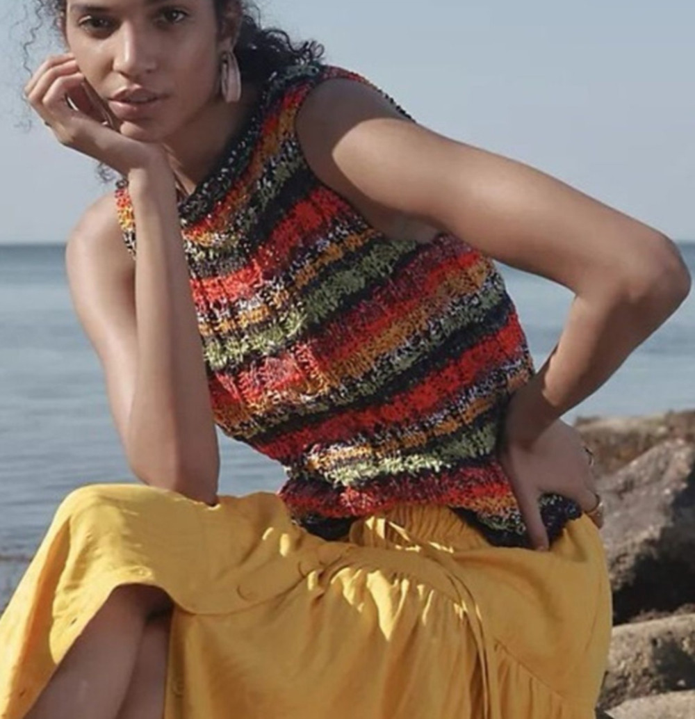 Anthropologie Audra Sweater Tank Sz XS Crochet Colorful Autumn Top